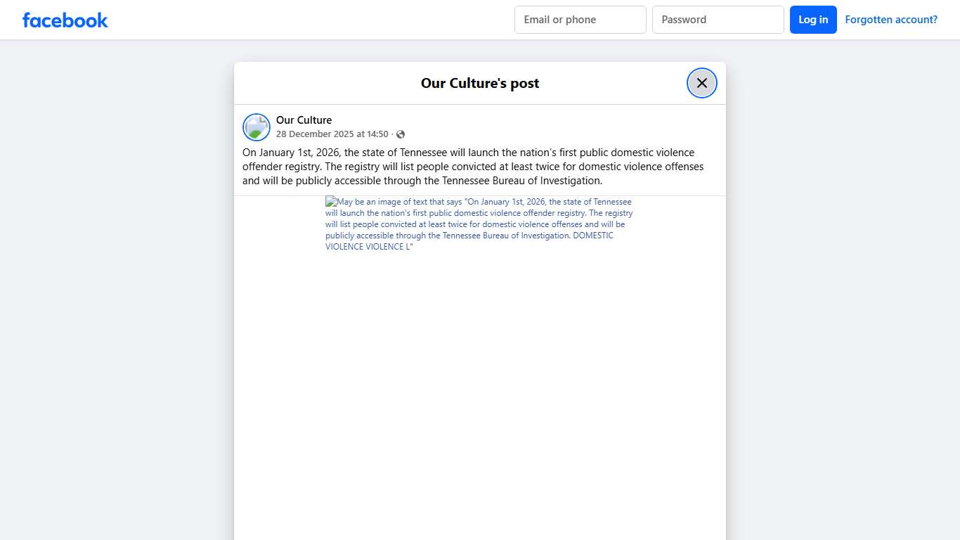 Our Culture - On January 1st, 2026, the state of Tennessee... Facebook