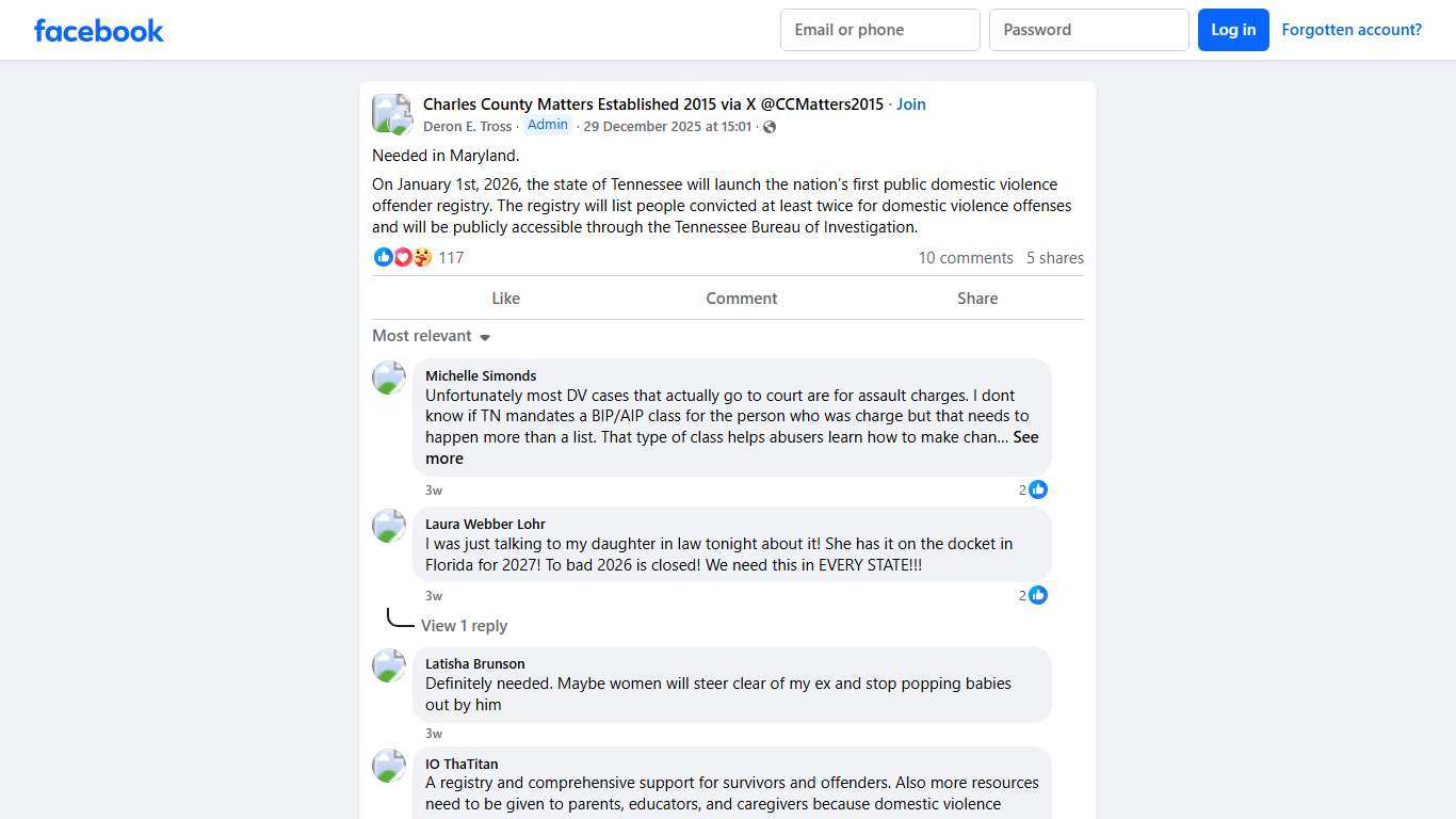 Charles County Matters Established 2015 via X @CCMatters2015 Needed in Maryland Facebook